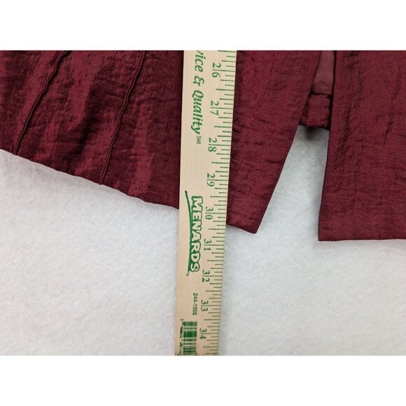 Trevan Women's Blazer Jacket Size 12 Maroon Red Crinkle Texutred Evening - Picture 11 of 16
